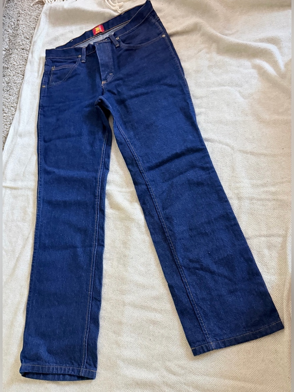 NWOT Wrangler Cowboy Cut Slim Fit 36MWZ Dark Blue Denim Straight Jeans 30x30